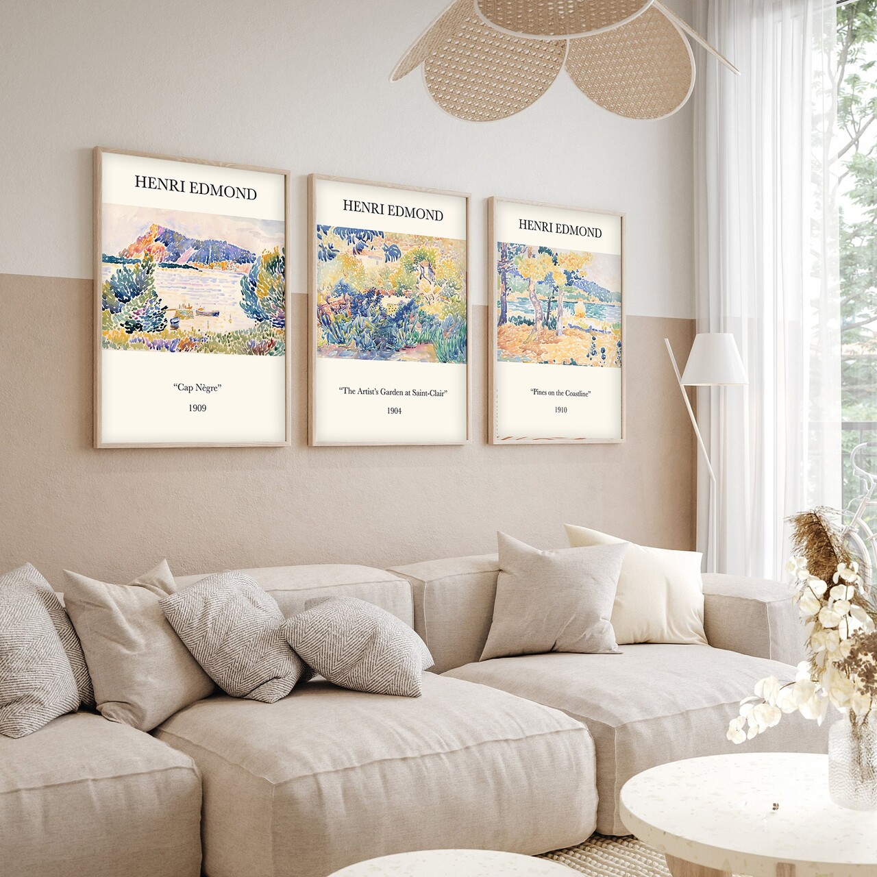 Set 3 tablouri decorative Huhu266 Cadru: 100% LEMN MASIV (Grosime: 2 cm) Multicolor