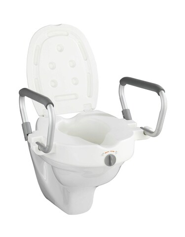 Capac de toaleta cu suporturi pentru brate, wenko, armrest, 55 x 47.5 x 37.5 cm, plastic/aluminiu, alb
