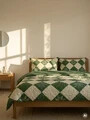 Lenjerie de pat dubla Patchwork, Homla, 160x200 cm, 3 piese, bumbac, verde/bej