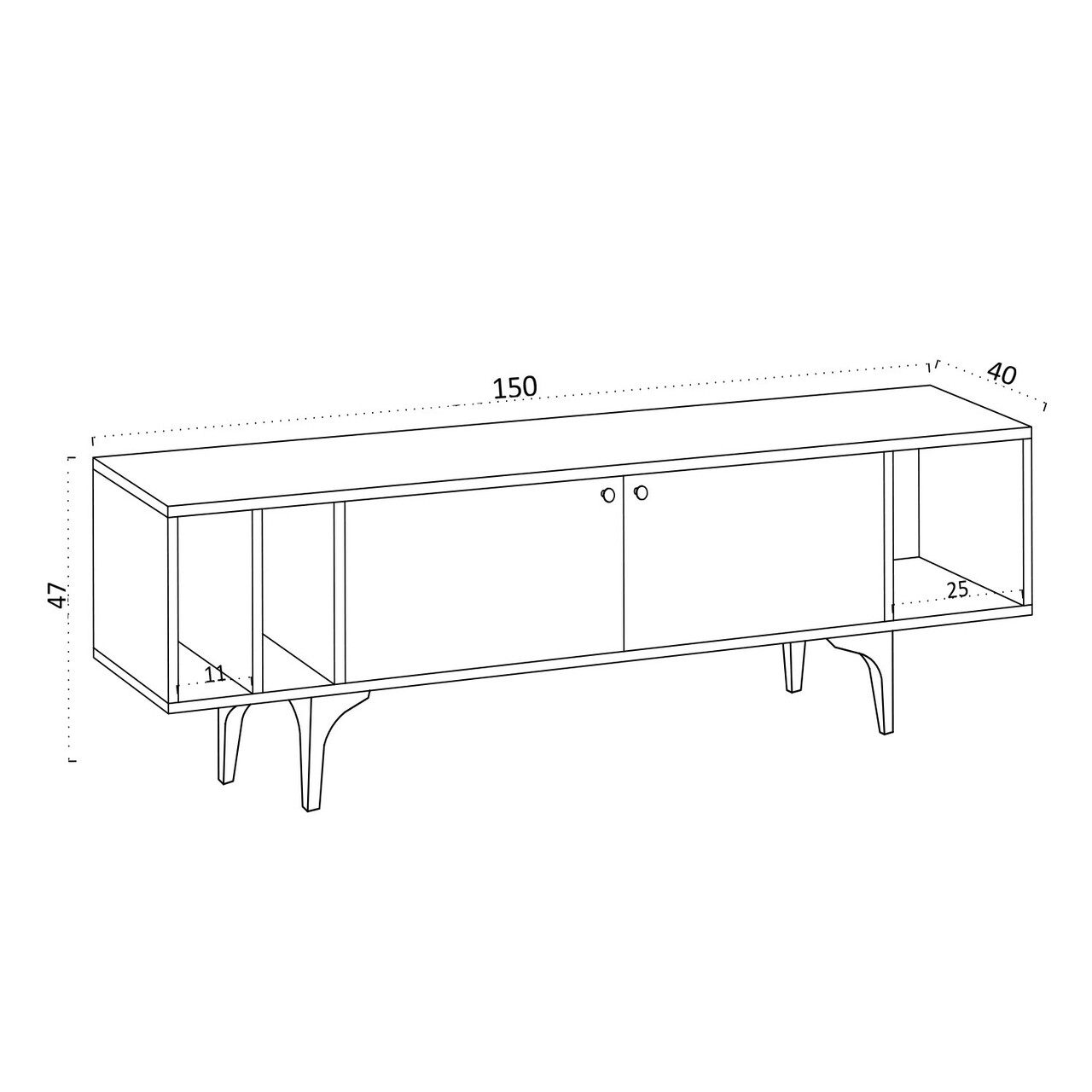 Comoda TV, Emerald, Ankaa, 150x47x40 cm, Maro