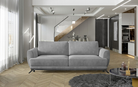 Canapea extensibila 3 locuri ELTAP, Meg19, Megis, 242x95x90 cm, lemn/poliester, gri deschis