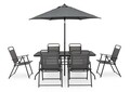 Set mobilier de gradina 8 piese Pompei, Bizzotto, pentru 6 persoane, otel/sticla temperata/textilena 2x1, antracit