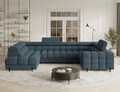 Coltar extensibil stanga 3 locuri ELTAP, LT-40JAF, Fectory, 346x205x93 cm, lemn/poliester, albastru