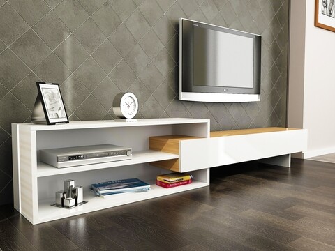 Comoda tv naz, gauge concept, 190x30x41 cm, pal, tec/alb