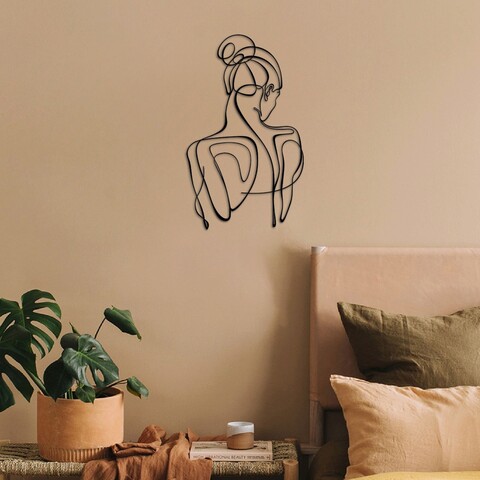Decoratiune de perete, woman silhouette, otel, 34 x 61 cm, negru