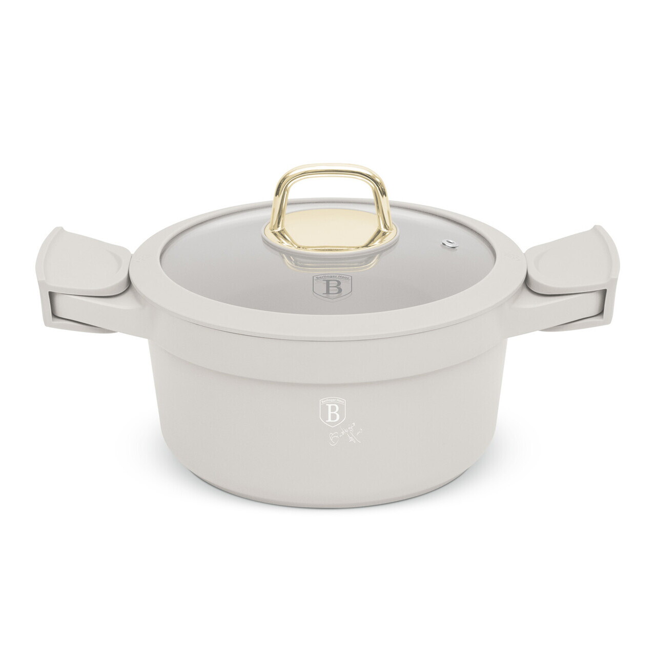 Oala cu capac Berlinger Haus, Sahara, 20 cm, 2.8 L, aluminiu, crem mat - imagine 6