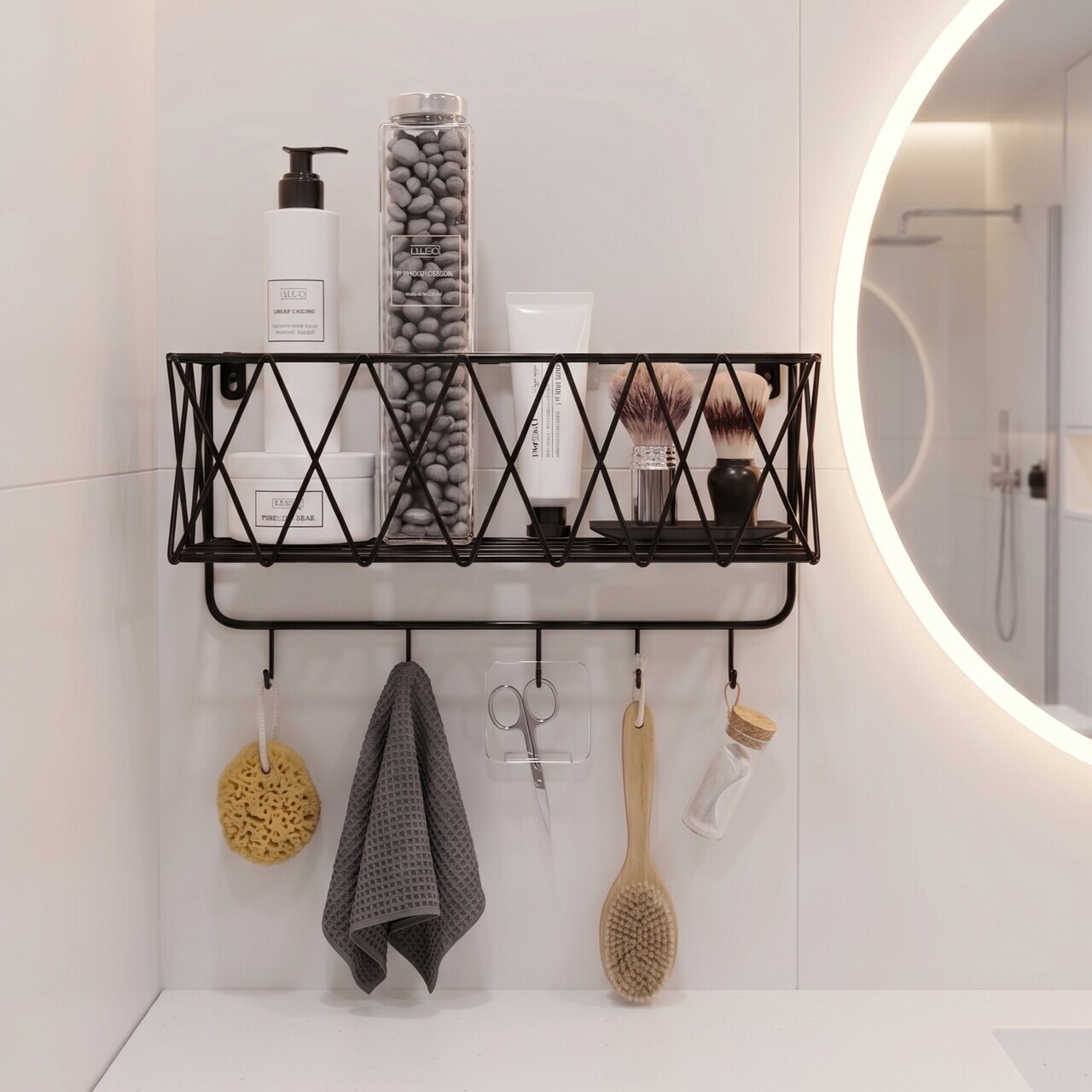 Raft de perete, Hanah Home, Soli, 67x77x20 cm, Negru