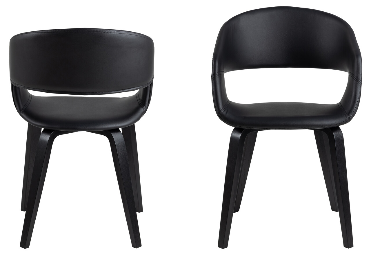 Scaun Nova, Actona, 49.5x52.5x77 cm, piele ecologica/placaj, negru - view 8