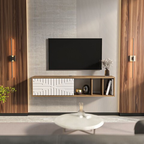 Comoda TV, Zena Home, Teo Floating, Nuc/Alb