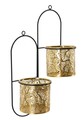 Suport ghivece cu fixare pe perete Double Hong, Mauro Ferretti, 27x14x48 cm, fier, negru/auriu