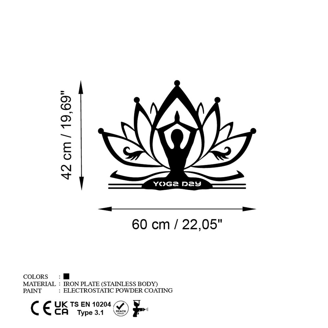 Decoratiune de perete, Yoga 30, Dimensiune: 60 x 42 cm, Negru — imaginea 6