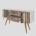 Comoda TV Odense, Kalune Design, 122x35x65 cm, alb/natural