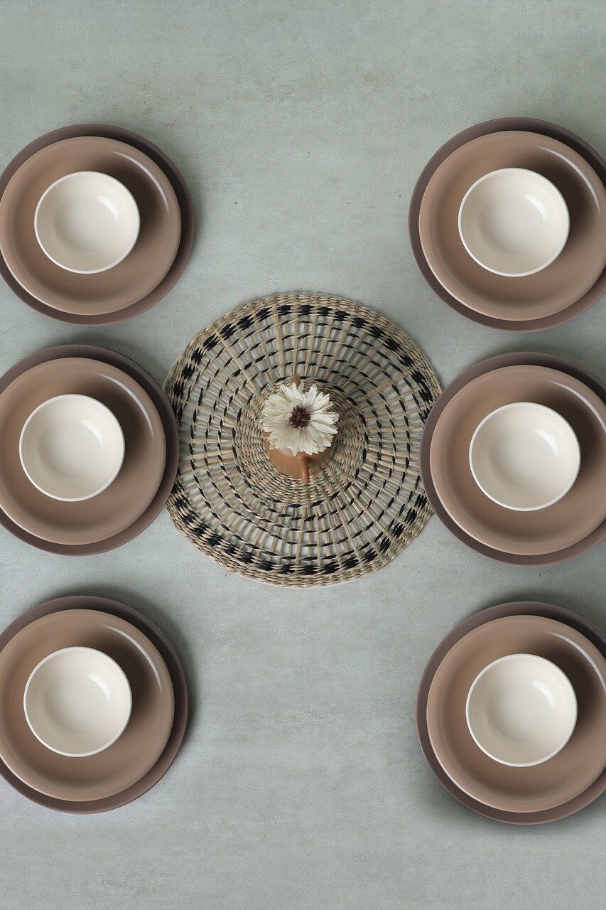 Set de cină din ceramică (18 piese), L'essentiel Maison, 275KRM1972, Antibacterian, Maro/Alb - view 5