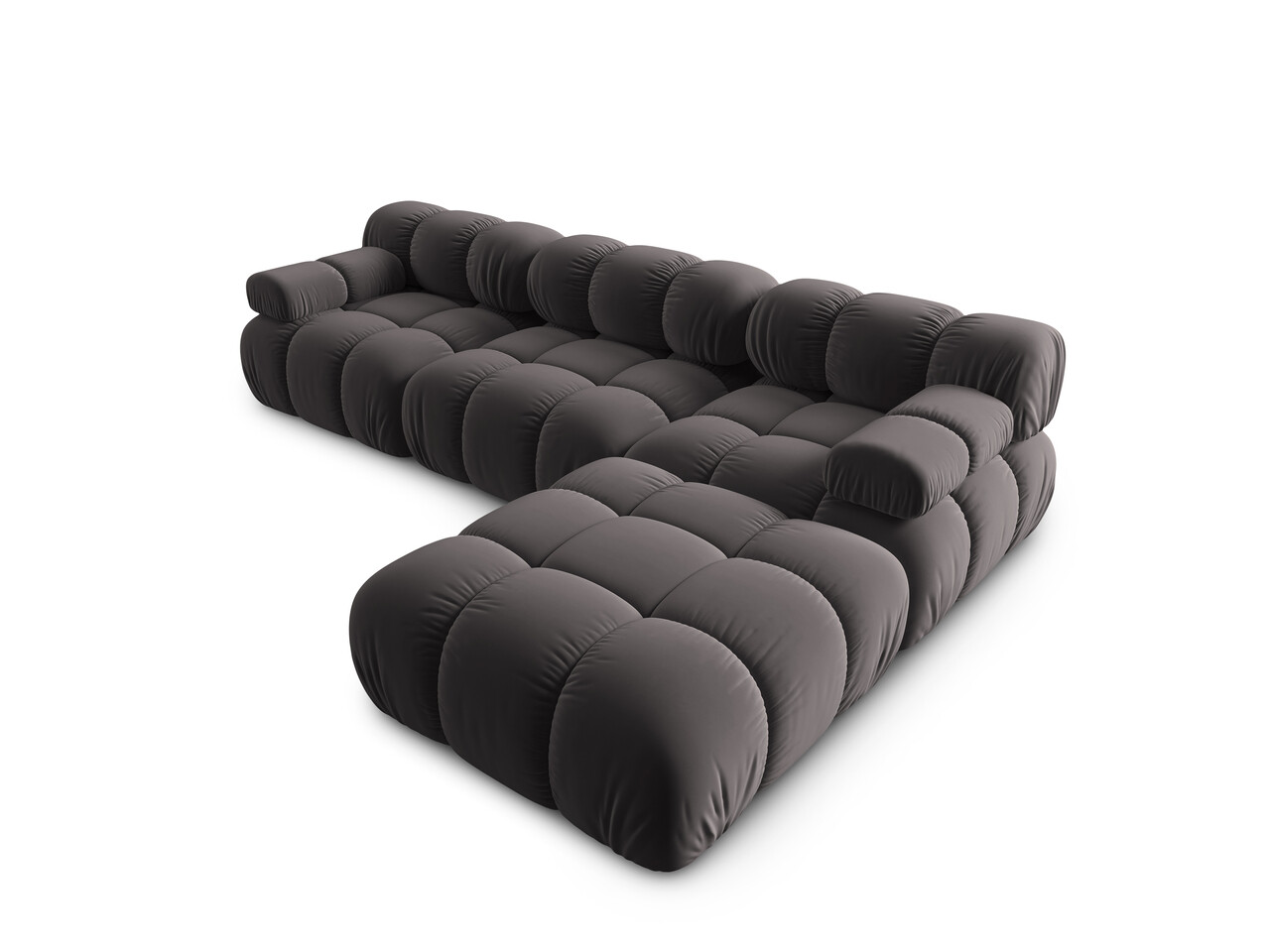 Canapea modulara 4 locuri, Bellis, Micadoni Home, BL, 282x188x70 cm, catifea, gri inchis