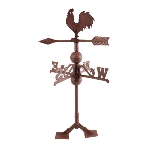 Paleta meteorologica pentru acoperis, Esschert, Rooster, 35.5 x 35.5 x 69 cm, fier forjat, maro