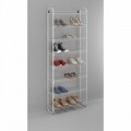 Suport pentru 24 perechi de pantofi cu 8 rafturi Metaltex, 64x23x165 cm, metal/invelis din plastic LDPE, alb