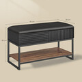 Bancheta cu spatiu de depozitare Columbian, Vasagle, 80x35x46 cm, MDF/PAL/poliuretan, maro/negru