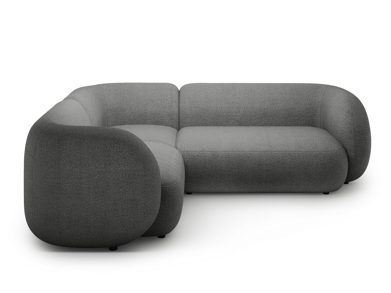 Coltar stanga 4 locuri, Kate, Micadoni, 252x220x76 cm, tesatura boucle, gri inchis - 1 | YEO