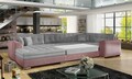 Coltar extensibil stanga 5 locuri ELTAP, Damario, 338x189x78 cm, lemn/poliester, gri/roz