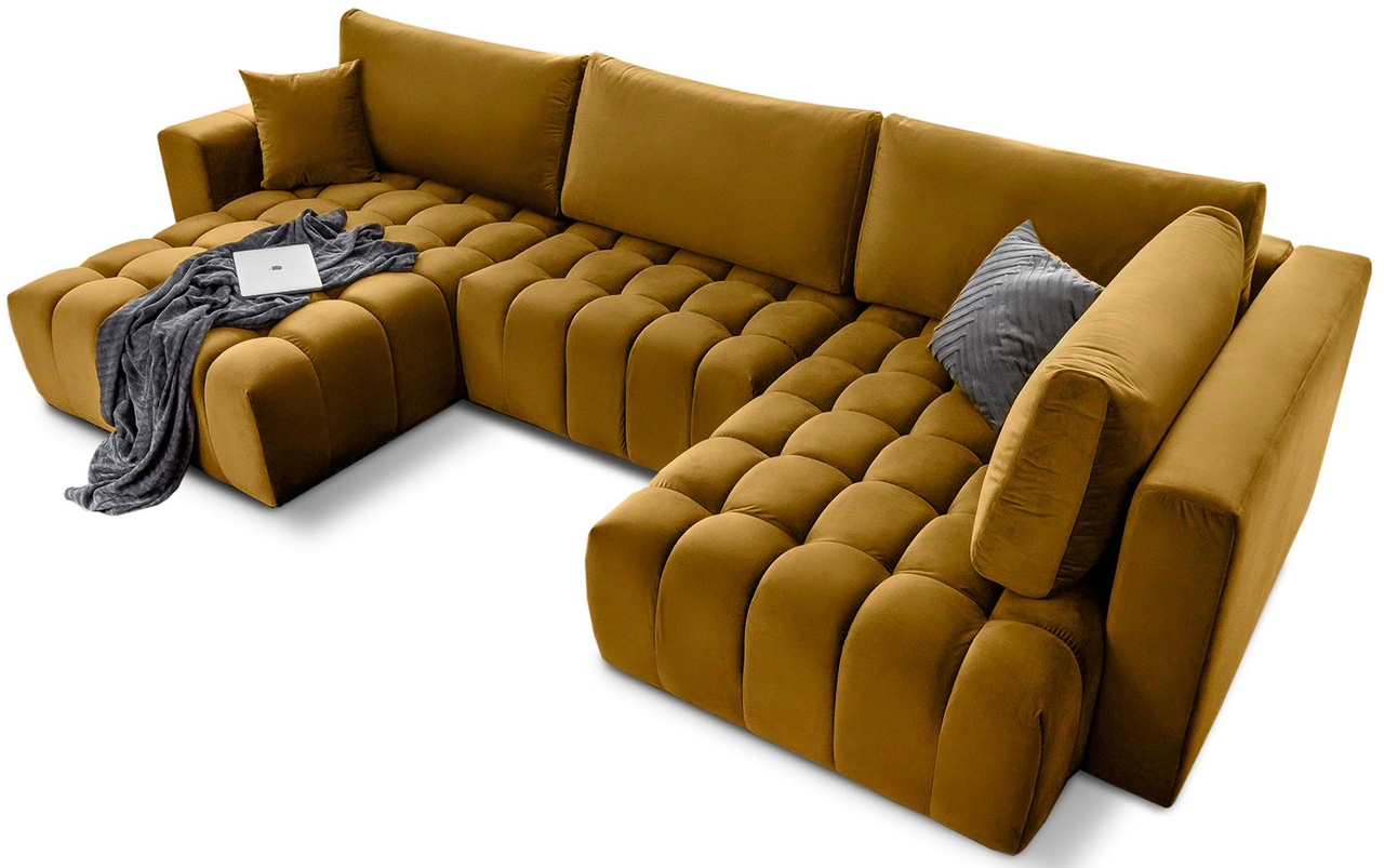 Coltar extensibil stanga 6 locuri ELTAP, LT-45LO, Bonito, 350x175x92 cm, lemn/poliester, mustar - 1 | YEO