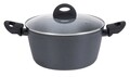 Oala cu capac Granite, Ambition, 28 cm, 6 L, aluminiu, negru
