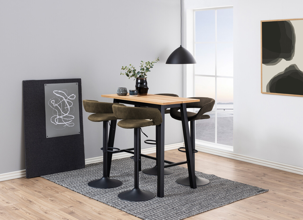 Scaun de bar Grace, Actona, 54.5x48.5x101 cm, rotativ, poliester/otel, verde olive - view 6