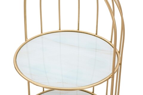 Platou decorativ Cage, Mauro Ferretti, Ø 23×40.5 cm, fier, auriu