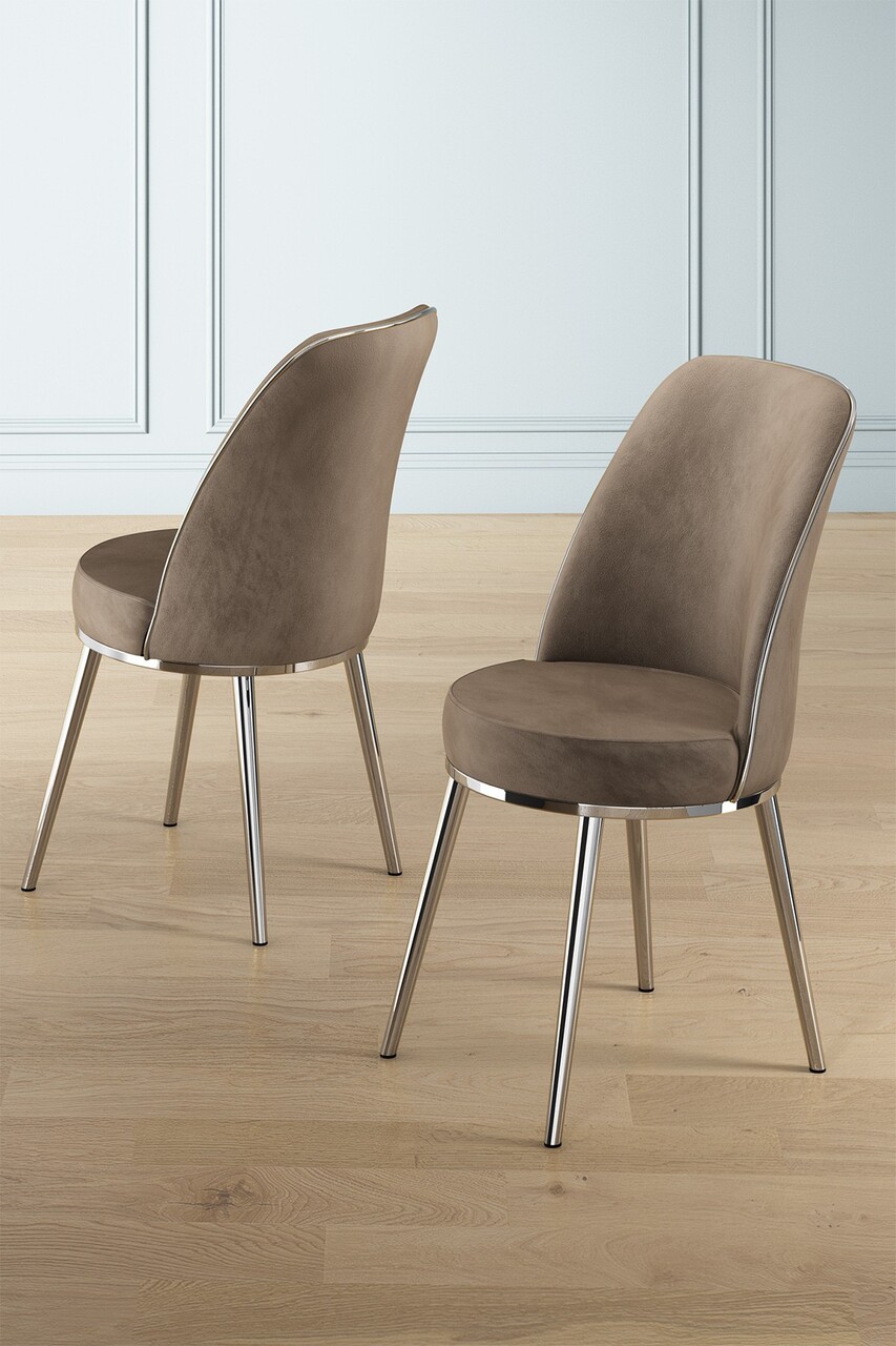 Set scaune 2 piese, Charlotte, Pefa, Cappuccino / Chrome