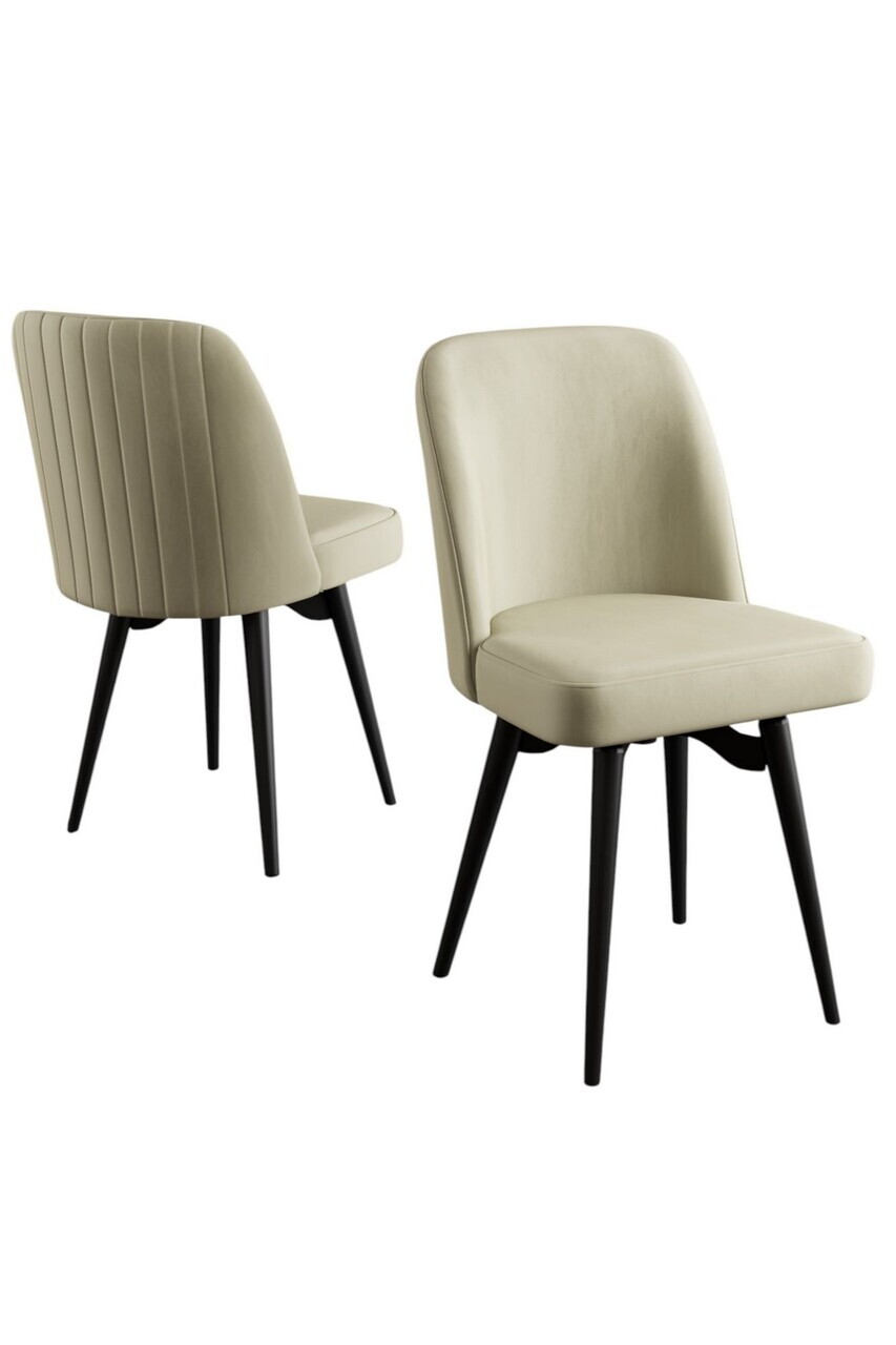 Set scaune 2 piese, Hanah Home, Jiva, Crem/Negru — imaginea 2
