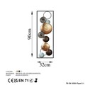 Decoratiune de perete, Textured, Metal, 90 x 32 x 4 cm, Multicolor