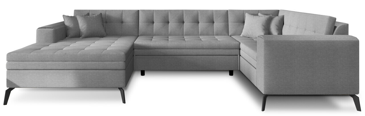 Coltar extensibil stanga 5 locuri ELTAP, MON-LT-04FL, Montez, 340x180x93 cm, lemn/poliester, gri deschis - view 3