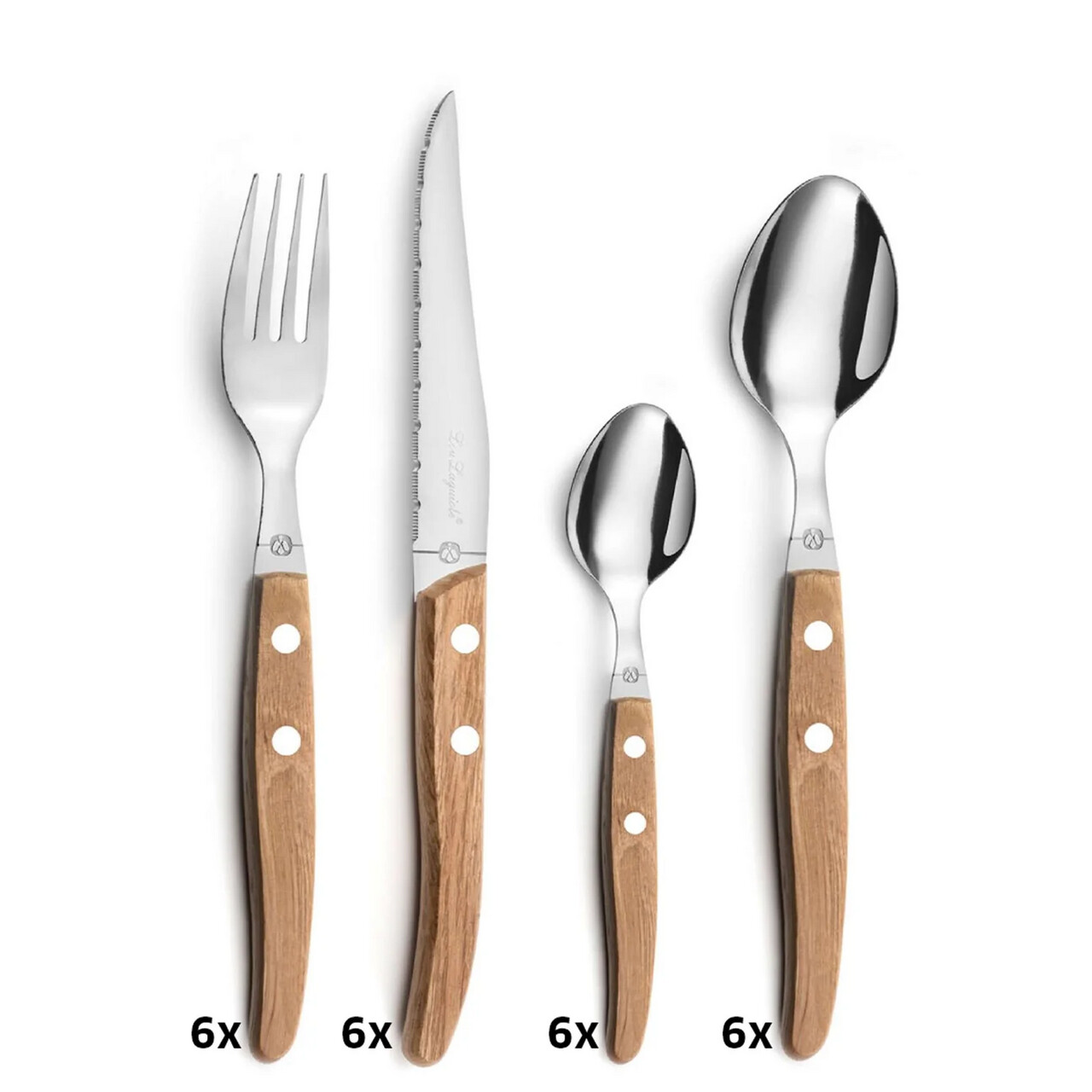 Set tacamuri 24 piese Canopee, Lou Laguiole, 6 persoane, inox 18/0, natur — imaginea 2