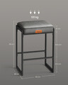 Set 2 scaune de bar, Vasagle, Ekho, 45x38x66 cm, otel/piele ecologica, gri dove