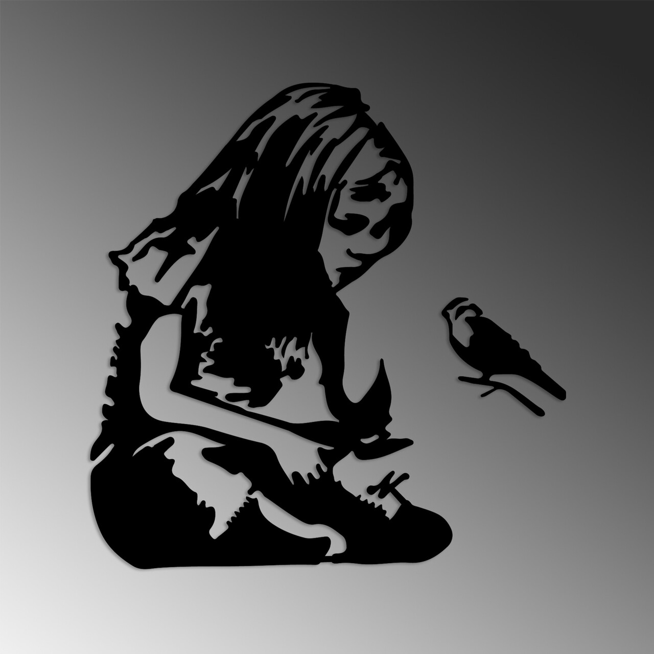Decoratiune de perete, Banksy Metal 07, (Grosime: 1,5 mm), Negru - view 5