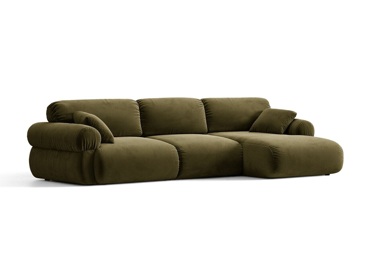 Coltar dreapta 6 locuri, Ophelia, Micadoni Home, 297x164x84 cm, catifea, verde — imaginea 2