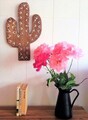 Decoratiune de perete, Cactus, 30x48x1.8 cm, Lemn , Maro