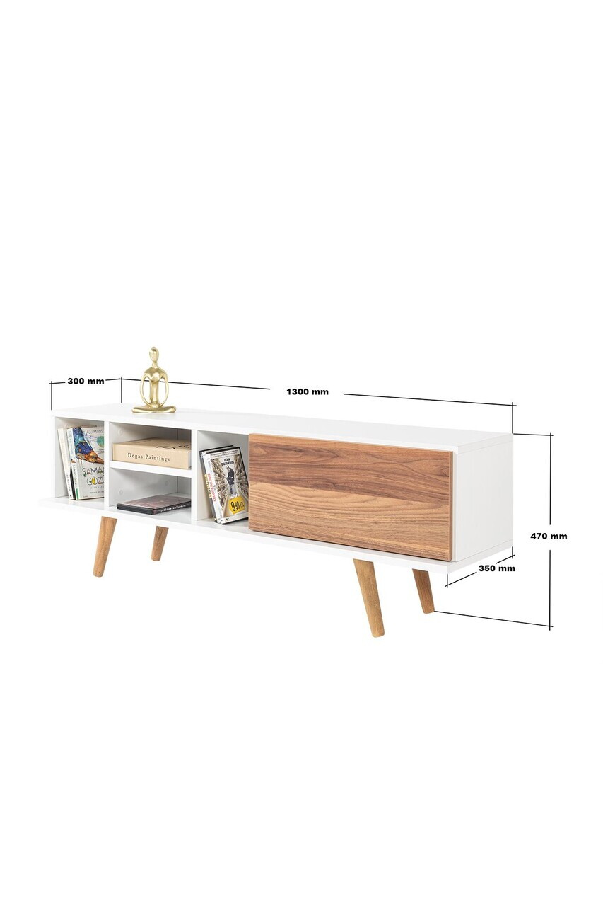 Comoda TV, Hanah Home, Ela 3330, 130x47x35 cm, PAL, Alb/Maro — imaginea 6