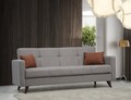 Canapea extensibila cu 3 locuri, Misty, 730MST1205, Cadru: METAL/LEMN, Gri deschis