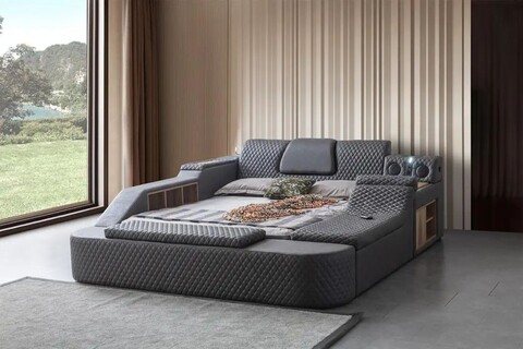 Pat dublu, Hanah Home, Escalade Smart, Frame: 70% HORNBEAM/30% MELAMINE COATED CHIPBOARD, Negru