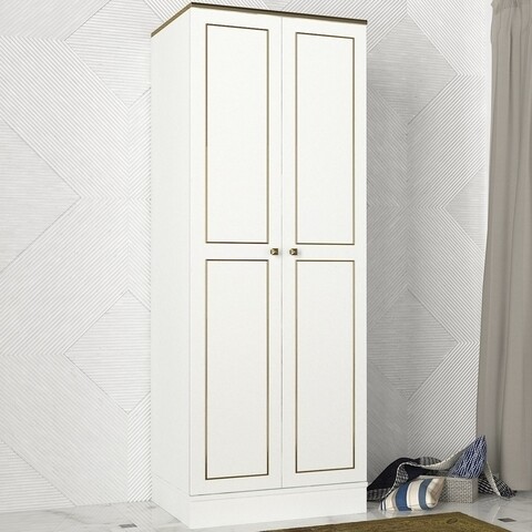 Dulap pentru haine Ravenna 2 Kapili White, Talon, 70 x 47.2 x 194 cm, alb/auriu 194 imagine 2022