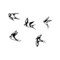 Decoratiune de perete, Swallows, Metal, 19 x 18 cm, Negru
