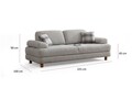 Canapea extensibila cu 3 locuri, Artie, 560ARE4168, Cadru: LEMN/PAL, Crem / Albastru