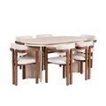 Set masa extensibila si scaune (7 piese), Nordure, Aleria 6, Travertin / Nuc / Alb