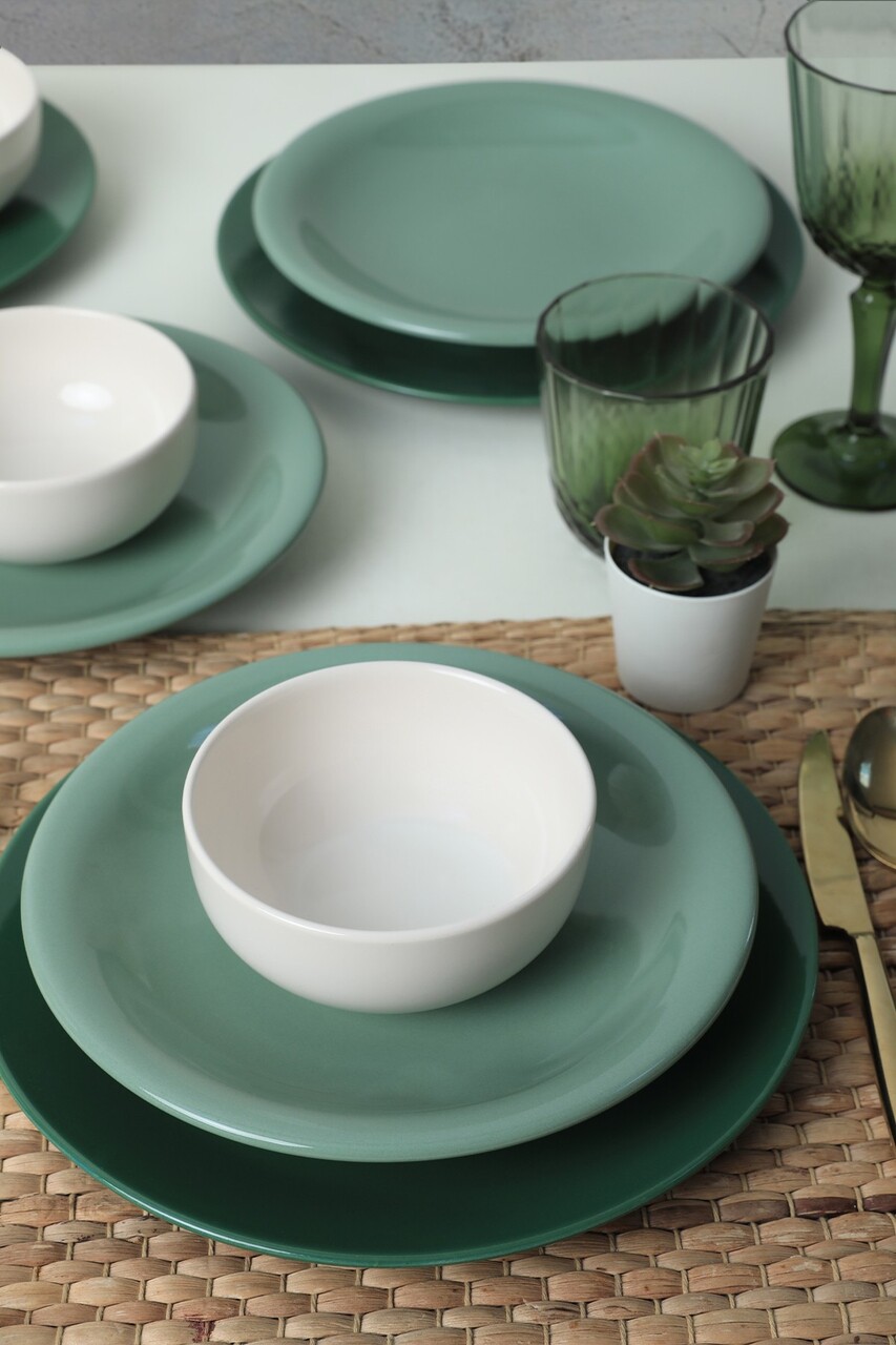 Set de cină din ceramică (18 piese), L'essentiel Maison, 275KRM1970, Antibacterian, Verde/Alb - view 3