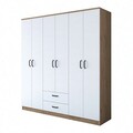 Dulap pentru haine, Rani, BA115, 180x190.8x47.3 cm, PAL, Nuc/Alb
