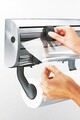Suport pentru prosoape de bucatarie/folie aluminiu/folie plastic, Leifheit, Parat Royal, cu montare pe perete, 16 x 38 cm, inox/plastic