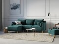 Coltar extensibil reversibil, Pansy, Mazzini Sofas, 4 locuri, cu lada de depozitare, 220x150x90 cm, catifea, albastru petrol