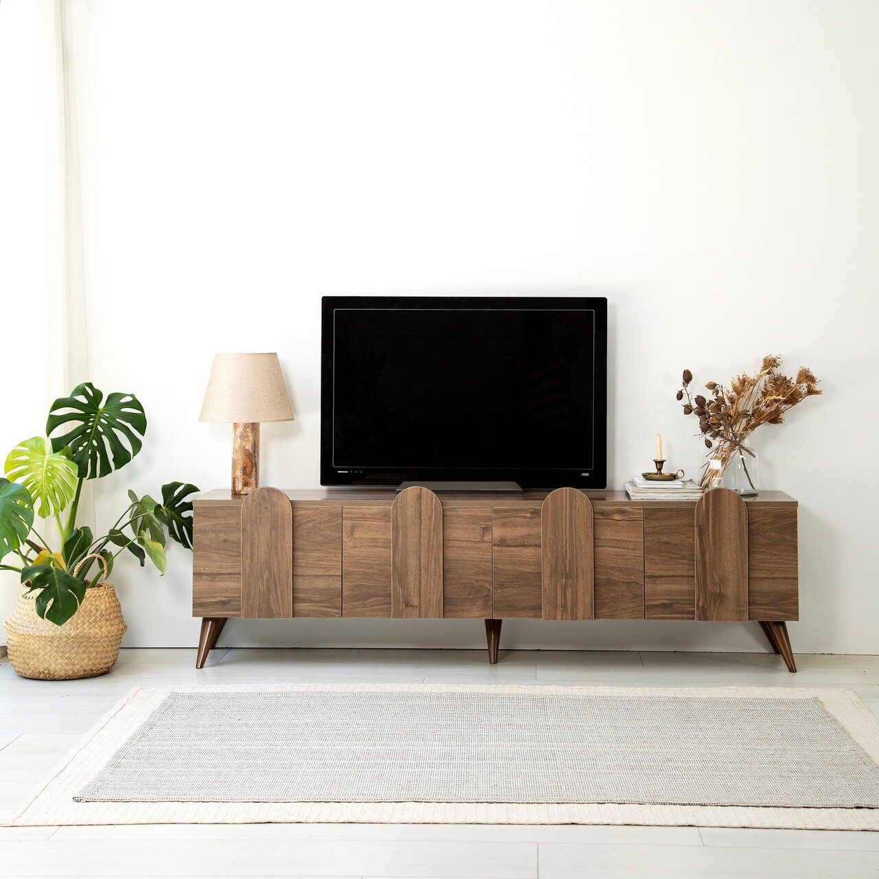 Comoda TV, Neostill, New Line, 180x50x35 cm, Cadru: PAL MELAMINAT 100%., Maro - 1 | YEO