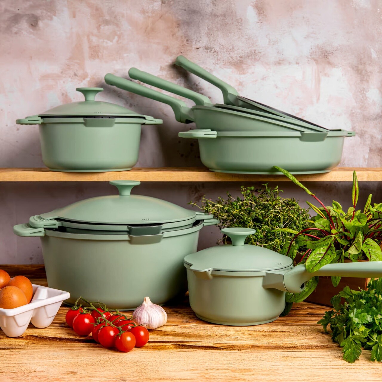 Tigaie Fern, Ambition, 28 cm, aluminiu, verde/negru - imagine 5