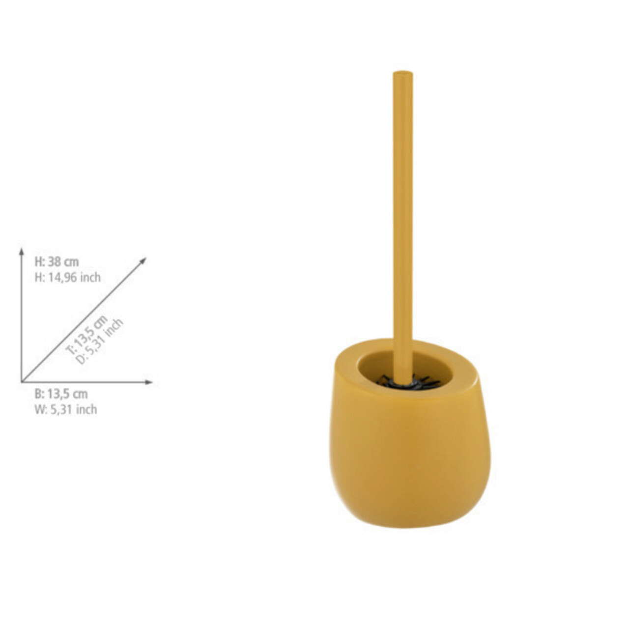 Perie pentru toaleta, Wenko, Badi, 13.5 x 13.5 x 38 cm, ceramica, galben - 1 | YEO